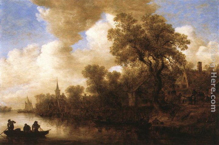 River Scene painting - Jan van Goyen River Scene art painting